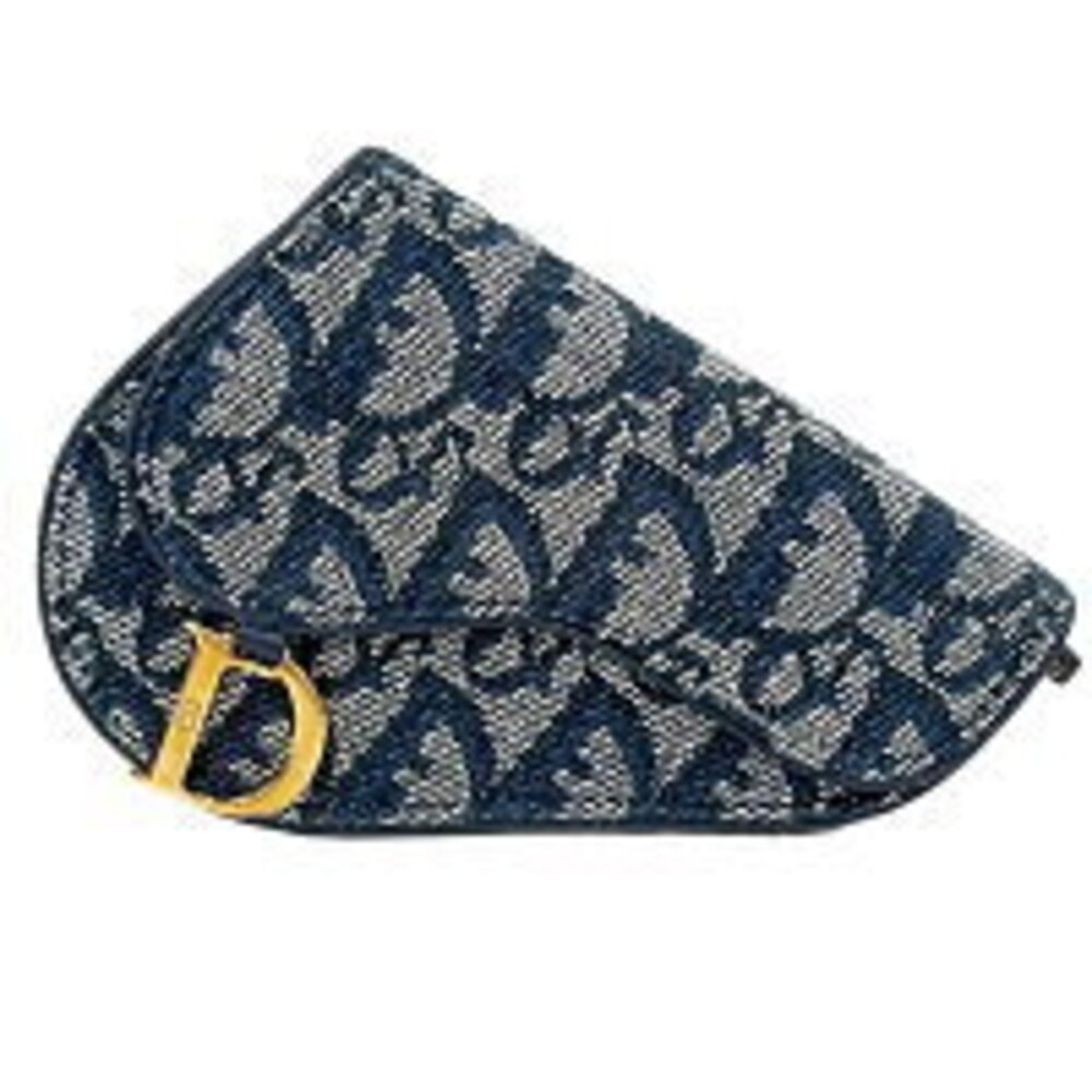 Christian Dior Saddle Trotter Coin Wallet folding wallet Navy Blue canvas